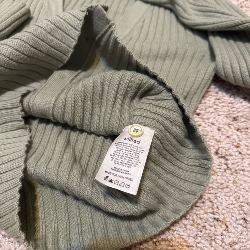 Aritzia WILFRED MANILA Wool Blend CARDIGAN Sage Frost Size Small - Picture 3 of 4